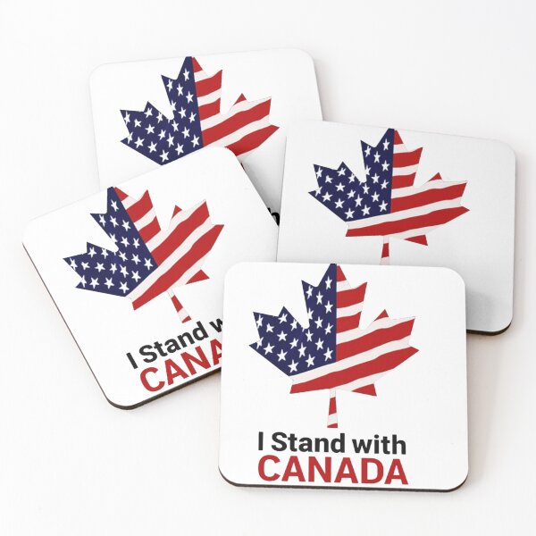 Item preview, I Stand with Canada – Maple Leaf & American Flag Design designed and sold by haitrieuic96.