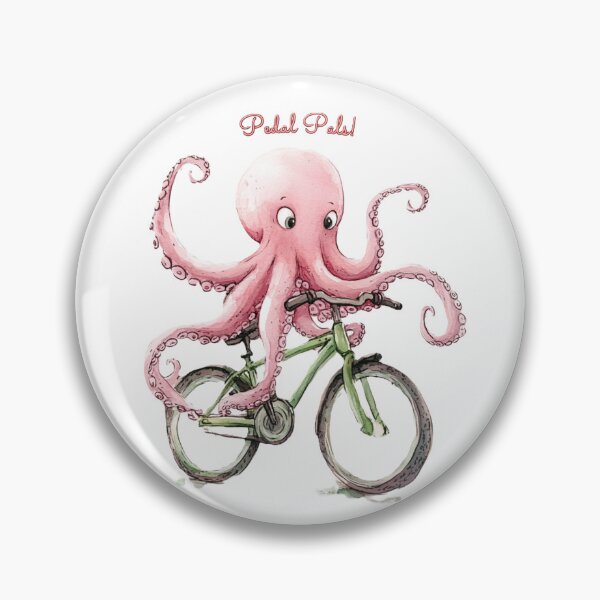 Item preview, Pink Octopus on Green Bicycle Pedal Pals – Whimsical T-Shirt, Cute Sticker with Watercolor Octopus Design designed and sold by Zentuary.