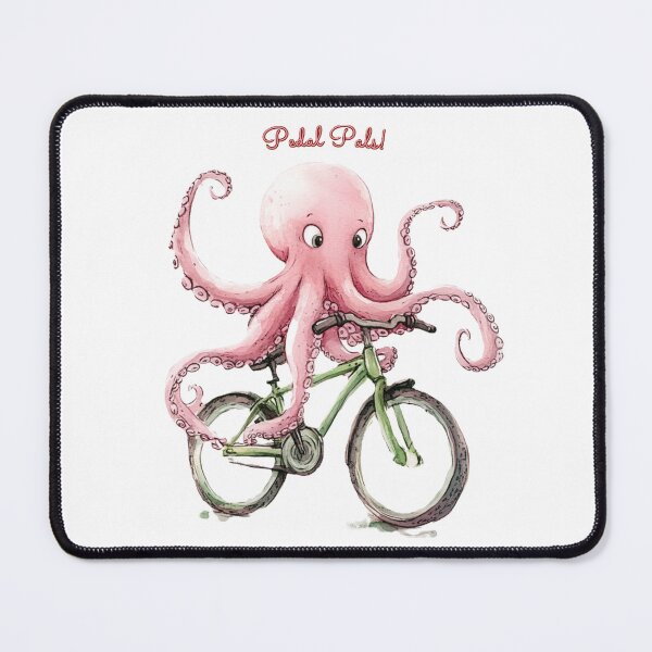 Item preview, Pink Octopus on Green Bicycle Pedal Pals – Whimsical T-Shirt, Cute Sticker with Watercolor Octopus Design designed and sold by Zentuary.