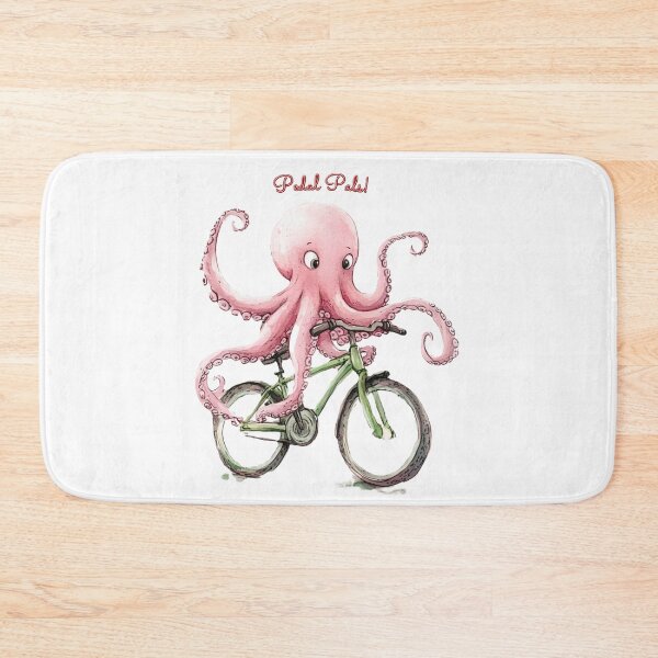 Item preview, Pink Octopus on Green Bicycle Pedal Pals – Whimsical T-Shirt, Cute Sticker with Watercolor Octopus Design designed and sold by Zentuary.