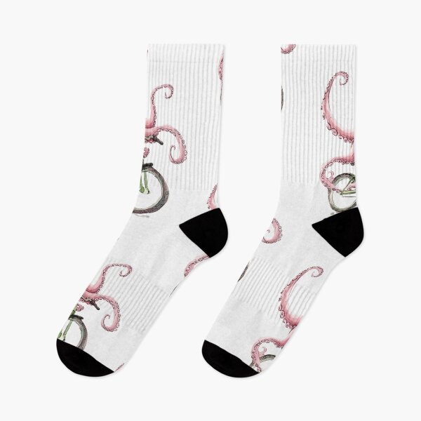 Item preview, Pink Octopus on Green Bicycle Pedal Pals – Whimsical T-Shirt, Cute Sticker with Watercolor Octopus Design designed and sold by Zentuary.