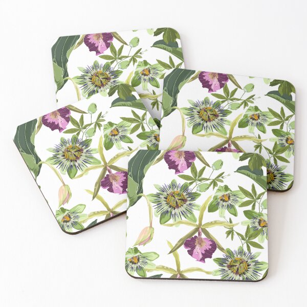 Item preview, Tropical orchid, passiflora flowers and exotic leaves on vintage background.  designed and sold by MatyKotiv.