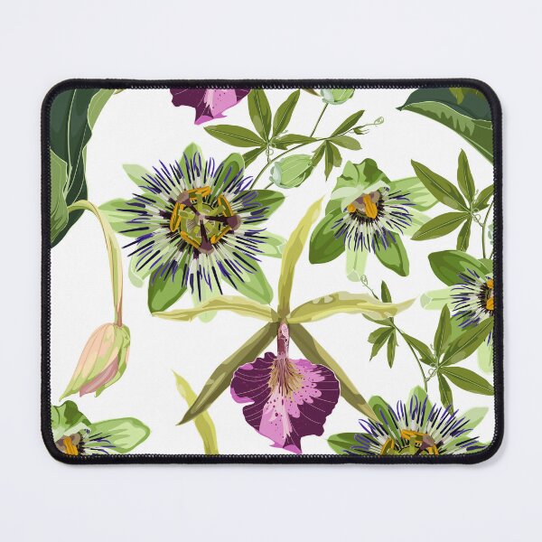 Item preview, Tropical orchid, passiflora flowers and exotic leaves on vintage background. designed and sold by MatyKotiv.