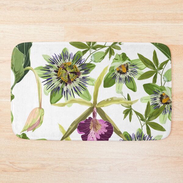 Item preview, Tropical orchid, passiflora flowers and exotic leaves on vintage background.  designed and sold by MatyKotiv.