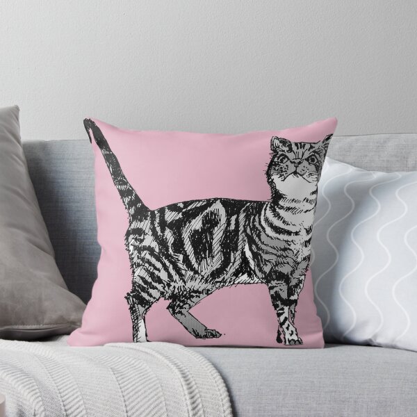 Item preview, Tabby Cat Drawing Pink Art Cute Striped designed and sold by Sarah  Rajkotwala.