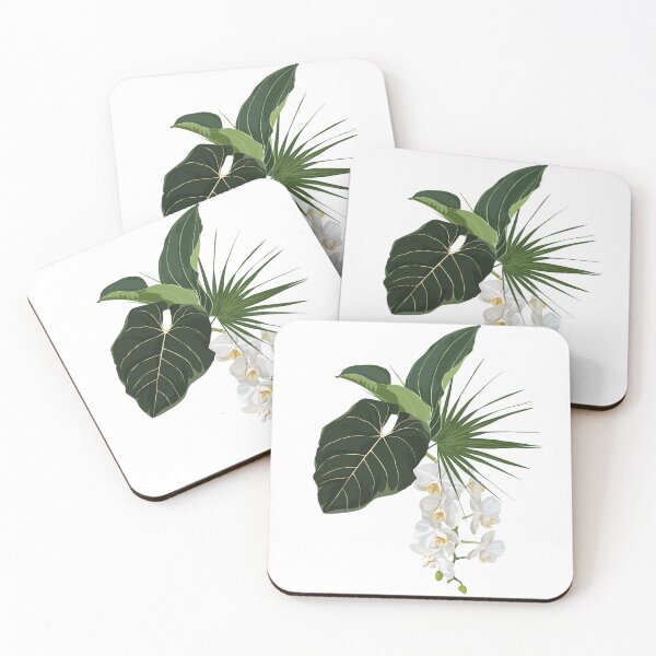 Item preview, Flower bouquet with white orchid branch and palm leaves in watercolor style. designed and sold by MatyKotiv.