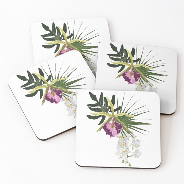 Item preview, Flower frame with orchids and palm leaves in watercolor style. designed and sold by MatyKotiv.