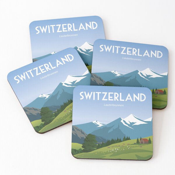 Artikelvorschau, Reiseplakataufkleber Schweiz Lauterbrunnen Schweizer Alpen entworfen und verkauft von Arctic frame studio.