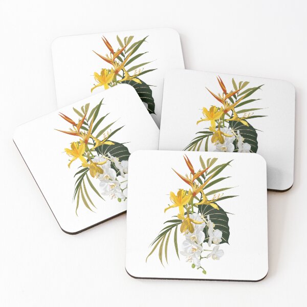 Item preview, Flower frame with orchid and yellow exotic flowers in watercolor style. designed and sold by MatyKotiv.