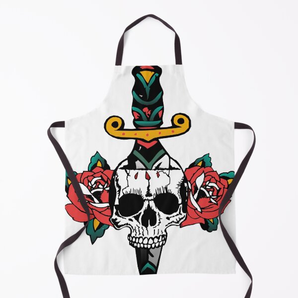 Item preview, dague tete de mort crane couteau poignard rose fleur old school tattoo designed and sold by Achille3777.