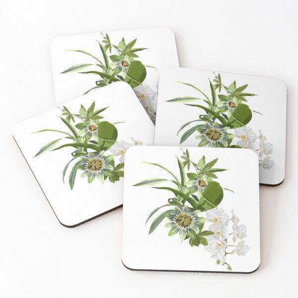 Item preview, Flower frame with orchid, passiflora in watercolor style. designed and sold by MatyKotiv.