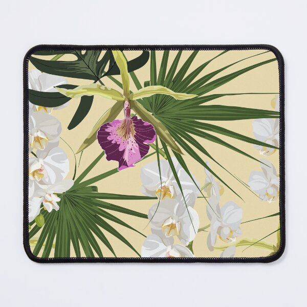 Item preview, Tropical orchid flowers and exotic leaves on vintage background. designed and sold by MatyKotiv.