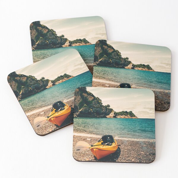Item preview, Yellow Kayak on Rocky Beach designed and sold by Droneratravels.