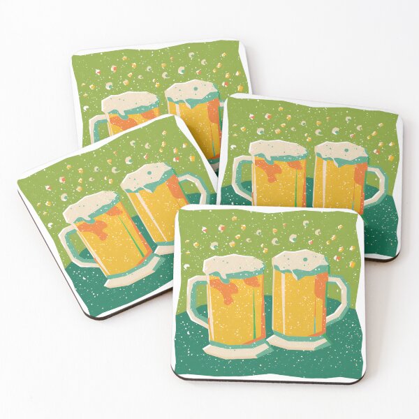 Item preview, Cheers with Beer – Retro Toasting Beer Mugs Illustration designed and sold by Beemyguest.