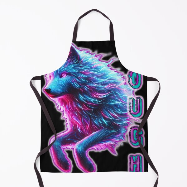 Artikelvorschau, Neon Cyberpunk Wolf "Rough" – Futuristisch leuchtende digitale Kunst entworfen und verkauft von FusionCipher.