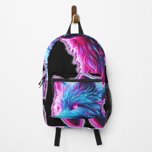 Item preview, Neon Cyberpunk Wolf "Rough" – Futuristic Glowing Digital Art designed and sold by FusionCipher.