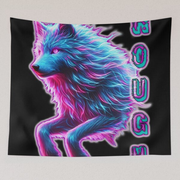 Item preview, Neon Cyberpunk Wolf "Rough" – Futuristic Glowing Digital Art designed and sold by FusionCipher.