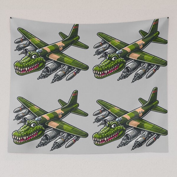 Item preview, Bombardiro Crocodilo - cartoon crocodile fusion with a military bomber plane  designed and sold by EmeraldeaArt.