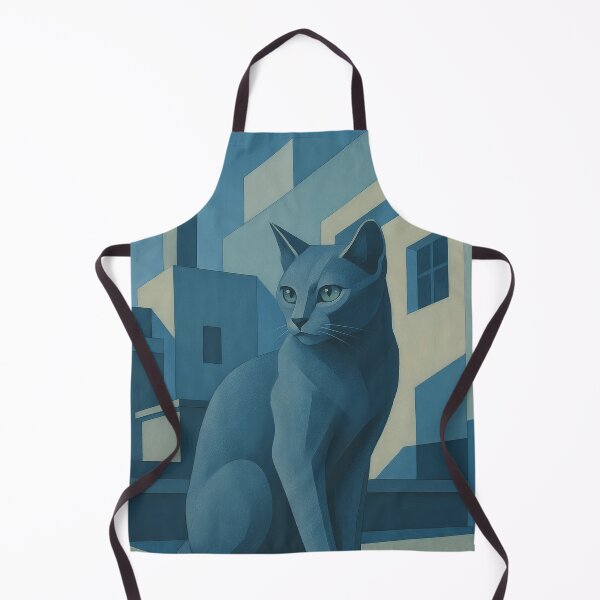Item preview, Russian Blue Cat in Urban Precisionism designed and sold by LesChatsArt.