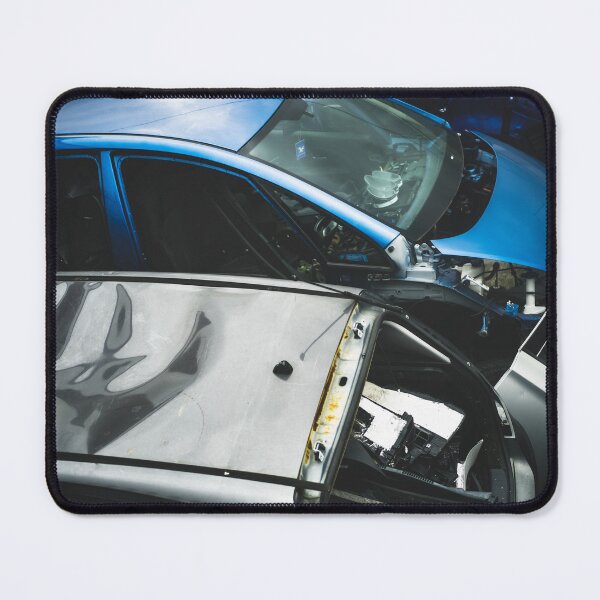 Item preview, Aerial Chaos: Stacked Car Wreckage in Cool Tones designed and sold by Oddly-Worn.