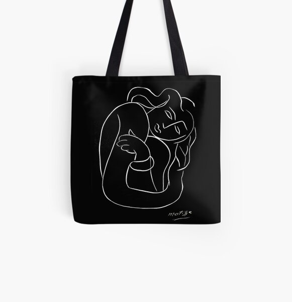 TAHITIAN LADY : Vintage Matisse Black and White Painting Print All Over Print Tote Bag