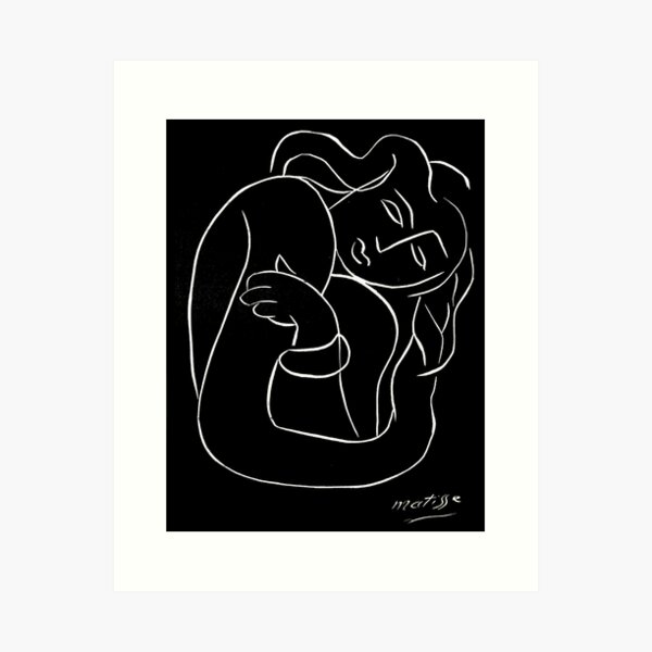 TAHITIAN LADY : Vintage Matisse Black and White Painting Print Art Print