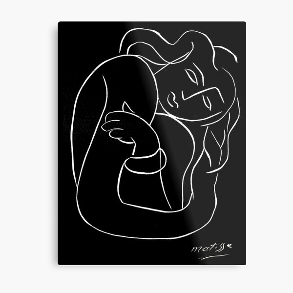 TAHITIAN LADY : Vintage Matisse Black and White Painting Print Metal Print