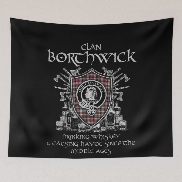 Artikelvorschau, Clan Borthwick trinkt Whisky und verursacht Chaos Erbe Wappen Tartan Plaid entworfen und verkauft von Clan1093.