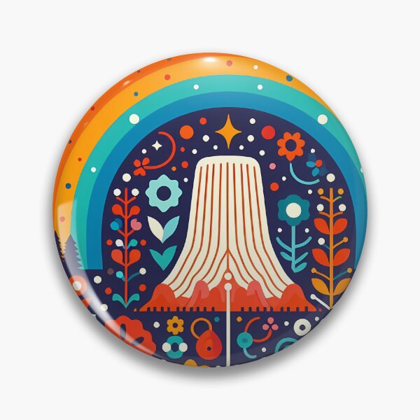 Item preview, Scandinavian Folk Art Devils Tower – Wyoming Landmark Rainbow Nordic Design by heidiannemorris designed and sold by FOLK ART FUSION by heidiannemorris.