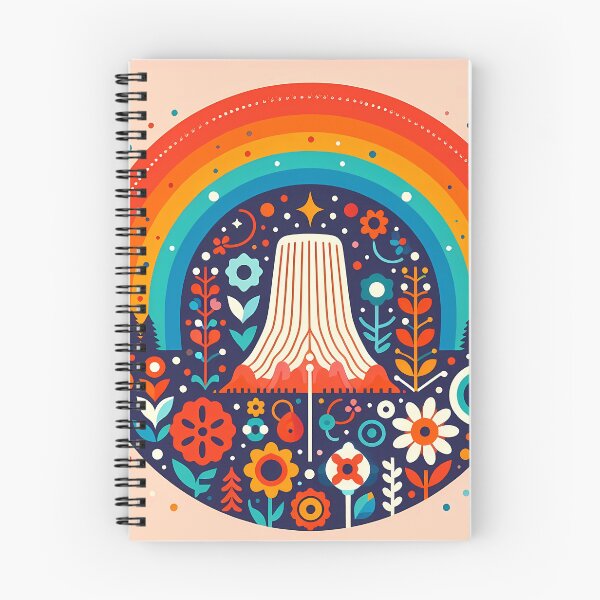 Item preview, Scandinavian Folk Art Devils Tower – Wyoming Landmark Rainbow Nordic Design by heidiannemorris designed and sold by FOLK ART FUSION by heidiannemorris.