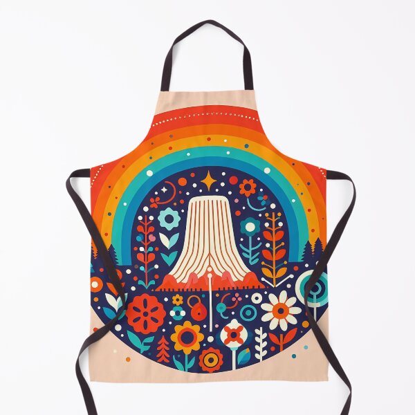 Item preview, Scandinavian Folk Art Devils Tower – Wyoming Landmark Rainbow Nordic Design by heidiannemorris designed and sold by FOLK ART FUSION by heidiannemorris.