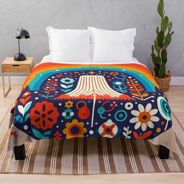 Item preview, Scandinavian Folk Art Devils Tower – Wyoming Landmark Rainbow Nordic Design by heidiannemorris designed and sold by FOLK ART FUSION by heidiannemorris.