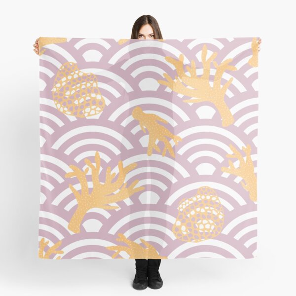 Preppy coral -purple and yellow Scarf