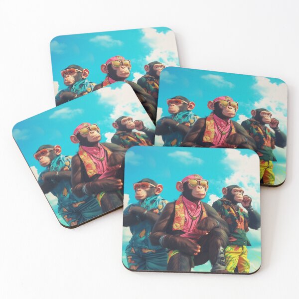 Item preview, 80s gang of retro monkeys designed and sold by Painful Monkey.