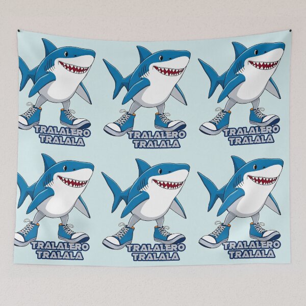 Item preview, Tralalero Tralala with name text- cartoon shark in blue shoes designed and sold by EmeraldeaArt.
