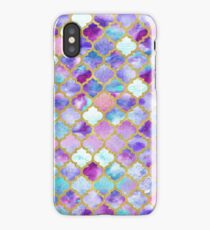 Moroccan watercolor teal and indigo tiles iPhone Case