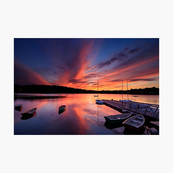 Aperçu de l'œuvre Coucher de soleil sur Jamaica Pond, Jamaïque Plain, Boston, Massachusetts créée et vendue par Daniel Arthur Brown Photography.