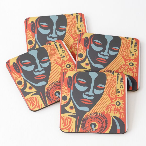 Item preview, Vibrant Face with Tribal Symbols designed and sold by djovan.