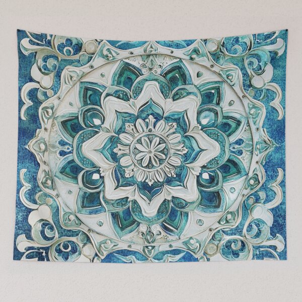 Item preview, Ceramic Portuguese Inspired Mosaic Mandala Pattern designed and sold by GrinGalore.