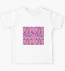 Moroccan watercolor fuchsia tiles Kids Tee