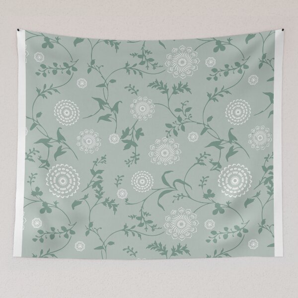 Item preview, Grand floral ramage green designed and sold by Alessandro Remo Mazzoni Remotextiles.