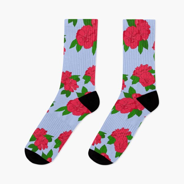 Item preview, Red roses blue background romantic pattern designed and sold by Moxiefolk Studio.
