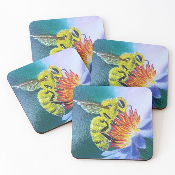 Item preview, Bee Collecting Pollen – Nature-Inspired Painting designed and sold by UlaZwolakArt.