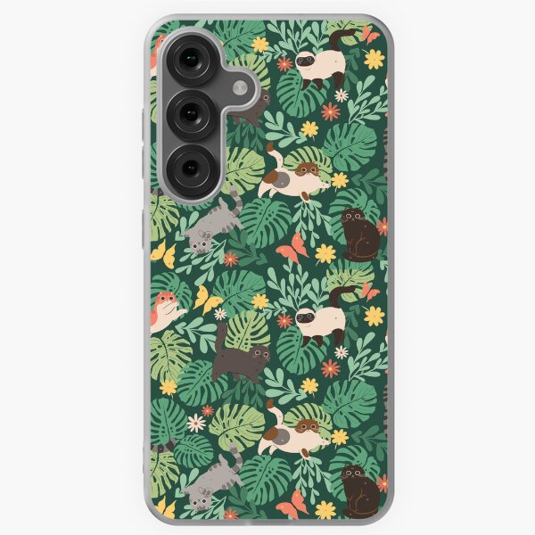 Aperçu de l'œuvre Chats et plantes (vert) créée et vendue par Studio Vickn.