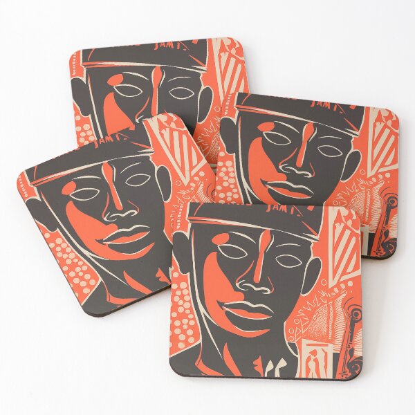 Item preview, Afro-stylized portrait in red and black with cultural graphic elements designed and sold by djovan.