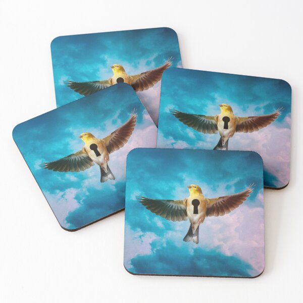 Item preview, The Key to Flight: Surreal Art Depicting Yellow Bird with Keyhole Chest designed and sold by seamless.