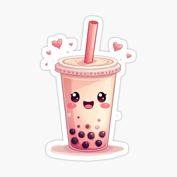 Vista previa del artículo con la obra «Lindo té de burbujas kawaii con tapioca en forma de corazón», diseñado y vendido por Glam-Gustoz.
