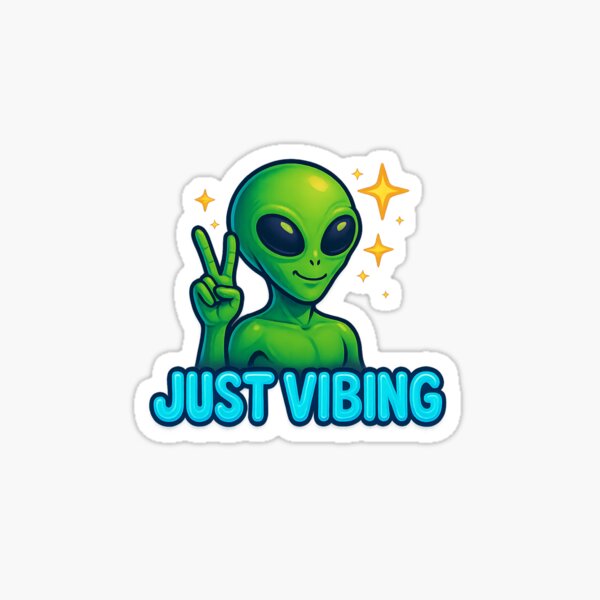 Artikel-Vorschau von Just Vibing - Süßes Alien-Friedenszeichen, designt und verkauft von creazyshirt.