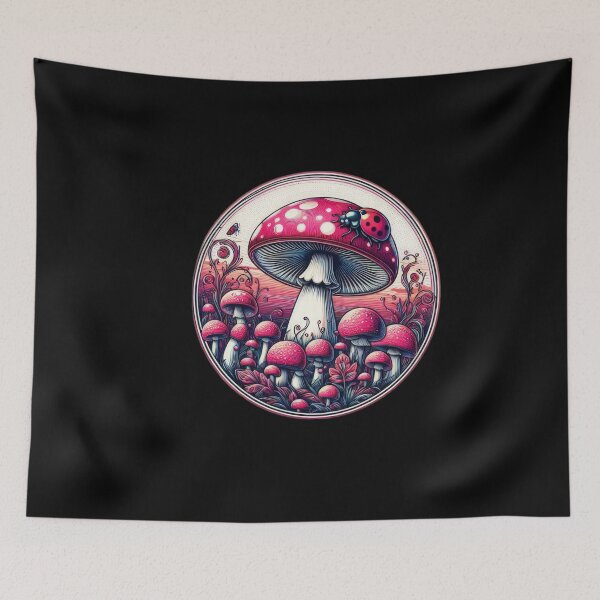 Artikelvorschau, Vintage Art Red Pilz mit Marienkäfer, Vintage -Pilz, Vintage -Blumen, botanische Kunstwerke, Vintage Botanical entworfen und verkauft von Expressions-Sel.