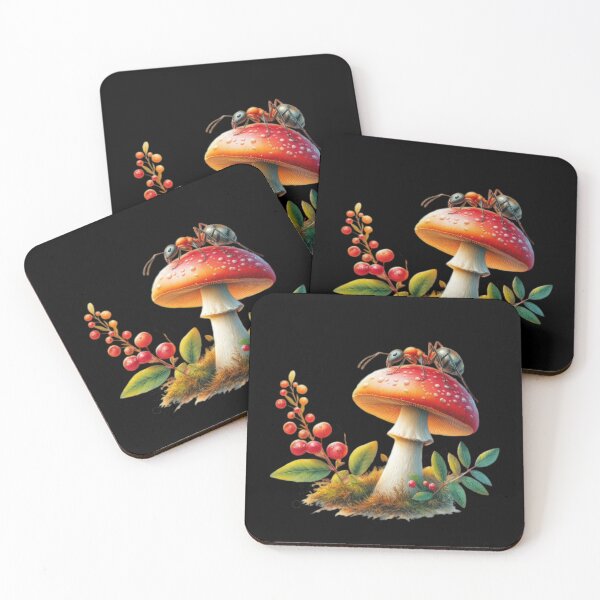 Item preview, Vintage Art mushroom with ant ,Vintage mushroom,Vintage Flowers,Botanical Artwork, vintage botanical designed and sold by Expressions-Sel.